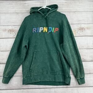 RipNDip Washed Hoodie Sweatshirt Adult‎ Medium Green Embroidered